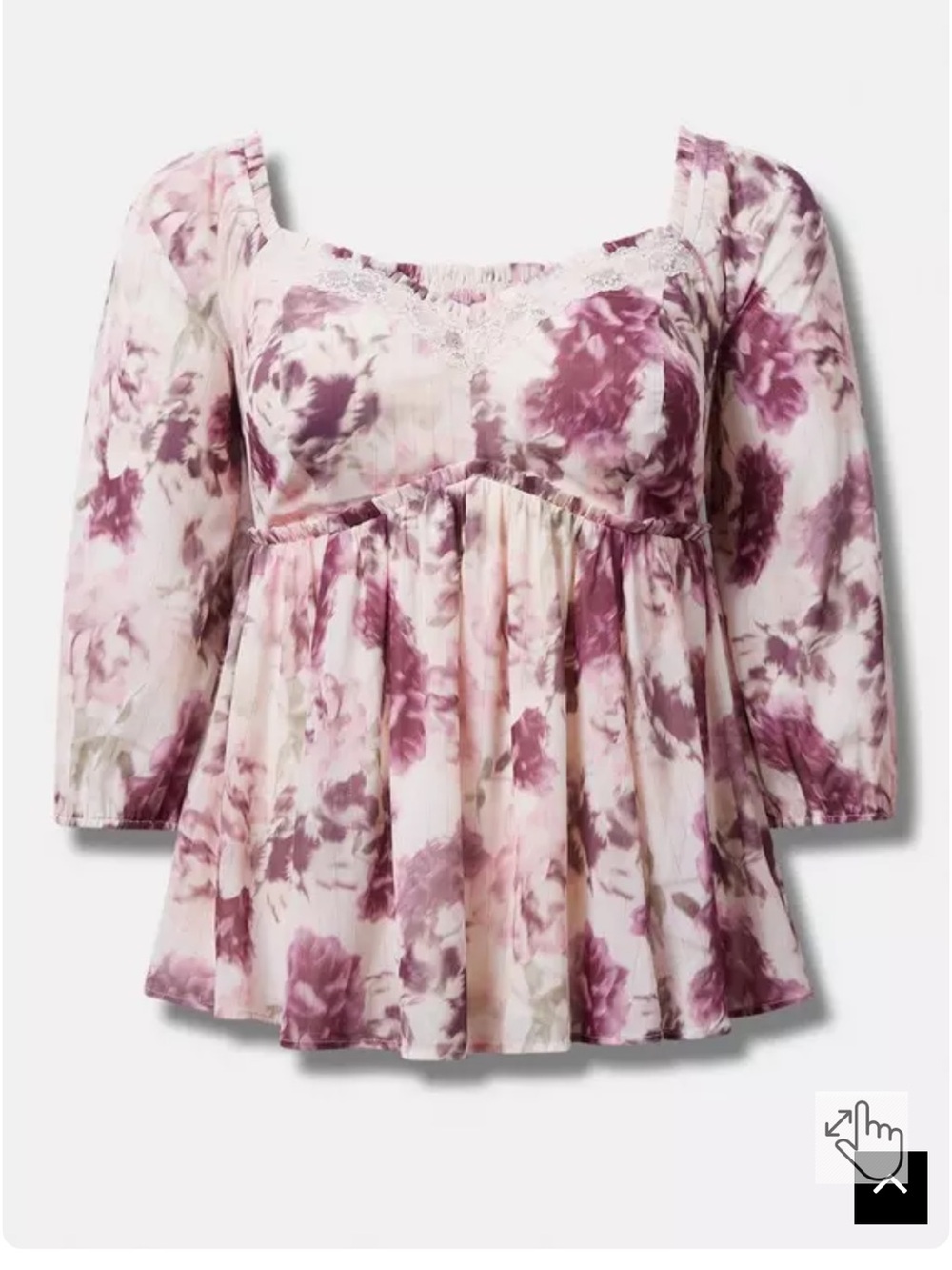 Torrid Floral Peasant Top with Blouson Sleeves
